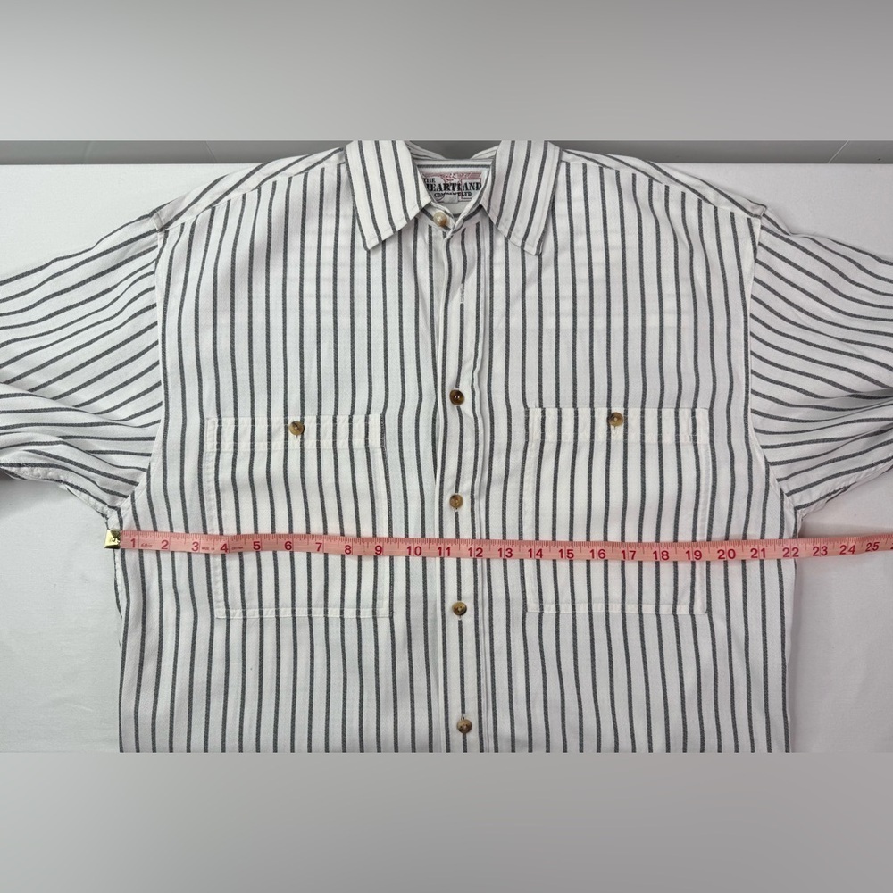The Heartland Company White Striped Oversized Button Down Size Large - Picture 9 of 10